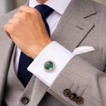 Natural Synthetic Emerald Green Heritage Gemstone Cufflinks For Man