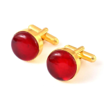 Plane Natural Ruby Red Crystal Gemstone Cufflinks