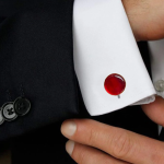 Plane Natural Ruby Red Crystal Gemstone Cufflinks
