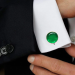Plane Emerald Lab Grown Green Gemstone Wedding Cufflinks