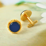Blue Sapphire Crystal Gemstone Cufflinks For men's Groom Wedding Jewelry gift