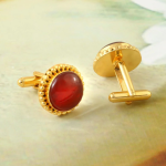 Natural Ruby Red Crystal Gemstone Cufflinks