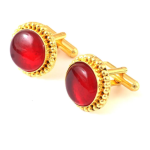Natural Ruby Red Crystal Gemstone Cufflinks