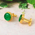 Emerald Lab Grown Green Gemstone Wedding Cufflinks