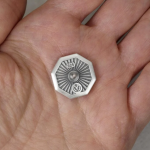 Octagon Pin Lion, Sterling Silver , Men's Brooch Pin, Lion Head, Medieval Pin, Jewelry Accessories, Lapel Badge, Wedding Men Gifts