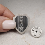 Lion Head Shield Pin Brooch, Medieval Lapel Badge, Jewelry Accessories, Sterling Silver