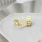 Personalized Stethoscope Logo Name Brooch