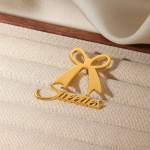Personalized Ribbon Bow Brooch with Custom Name