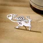 Personalized Deer Style Name Brooch