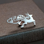 Personalized Deer Style Name Brooch