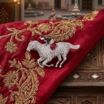 Horse Racer Diamonds Platinum Enamel Unisex Brooch