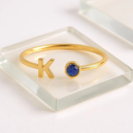 nitial Birthstone Ring, Birthstone Custom Ring, Letter Keepsake Ring, Letter Wedding Ring, Birthstone Personalized Ring, Name Initial Ring