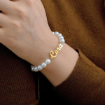 Custom Script Name and Natural Pearl Bracelet
