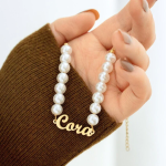 Custom Script Name and Natural Pearl Bracelet