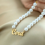 Custom Script Name and Natural Pearl Bracelet