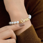 Custom Script Name and Natural Pearl Bracelet