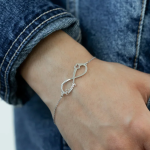 Sterling Silver Infinity Name Bracelet • Infinity Nameplate Bracelet • Multi Name Bracelet with Heart Charm • Personalized Gift For Her