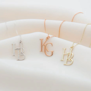 Two Interlocking Special Custom Design Letter Necklace, Personalized Double Letters Pendant, Dainty Double Initials Necklace, Unique Gifts