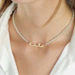 Custom Arabic Name Necklace Natural Pearls
