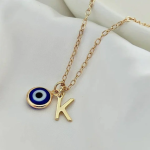 Evil Eye Initial Letter Necklace