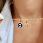 Evil Eye Initial Letter Necklace