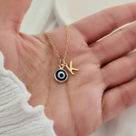 Evil Eye Initial Letter Necklace