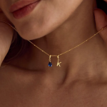 Custom Initial Bubble Necklace with Birthstone Charm