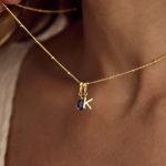 Custom Initial Bubble Necklace with Birthstone Charm