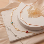 Personalized Vertical Charms and Birthstone Necklace
