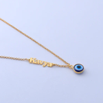 Sideway Name Necklace With Evil Eye