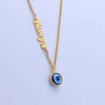 Sideway Name Necklace With Evil Eye