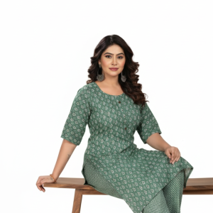 PickCell Khushi Printed Kurti With Bottom  Rayon Fabric