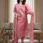 PickCell Premium Handwork Kurti With Bottom & Dupatta (Glass & Stone work)