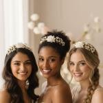 White Rose Pearl Bridal Hair Bun Juda Pin