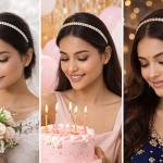 Crystal Rhinestone Hair Band Combo Pack of 3 for Women & Girls | Silver, Gold & Rose