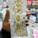 White Rose Pearl Bridal Hair Bun Juda Pin