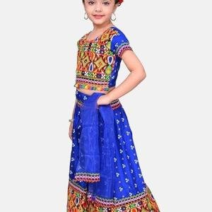 Traditional Gujarati Embroidered Lehenga Choli Set for Girls – Ethnic Wear with Dupatta