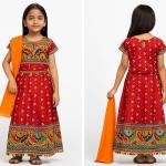 Traditional Gujarati Embroidered Lehenga Choli Set for Girls – Ethnic Wear with Dupatta