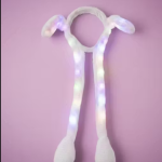 LED Light Up Bunny Ears Headband, Multicolor, Universal Fit, Battery Operated, Kids and Adults