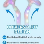 LED Light Up Bunny Ears Headband, Multicolor, Universal Fit, Battery Operated, Kids and Adults