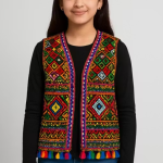 Girl's Kutchi Mirror Work Ethnic Waist Coat – Traditional Embroidered Koti for Navratri/Rajasthani Festivals (Multicolor)