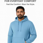 Men’s Premium Sky Blue Fleece Hoodie | Winter Warm Hooded Sweatshirt for Men