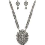 Zaveri Pearls oxidized silver-toned Goddess Lakshmi temple jewellery