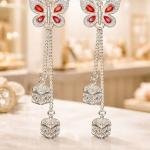 silver-toned butterfly threader earrings