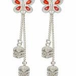 silver-toned butterfly threader earrings