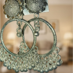 Handcrafted Circular-Shaped Oxidized Silver-Plated Brass Chand Bali Jhumka Earrings ✅