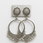Floral Studded Oxidized Silver Earrings.