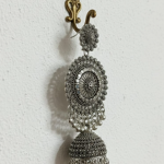 Silver-Plated Oxidized Traditional Floral Jhumka Earrings ✅