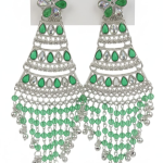 Moedbuille Handcrafted Silver-Plated Floral Afghan Design Filigree Chandelier Earrings with Multicolor Stones ✅