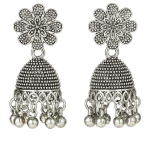 Vighnaharta Oxidized Silver Twinkling Fusion Jhumka Earrings ✅